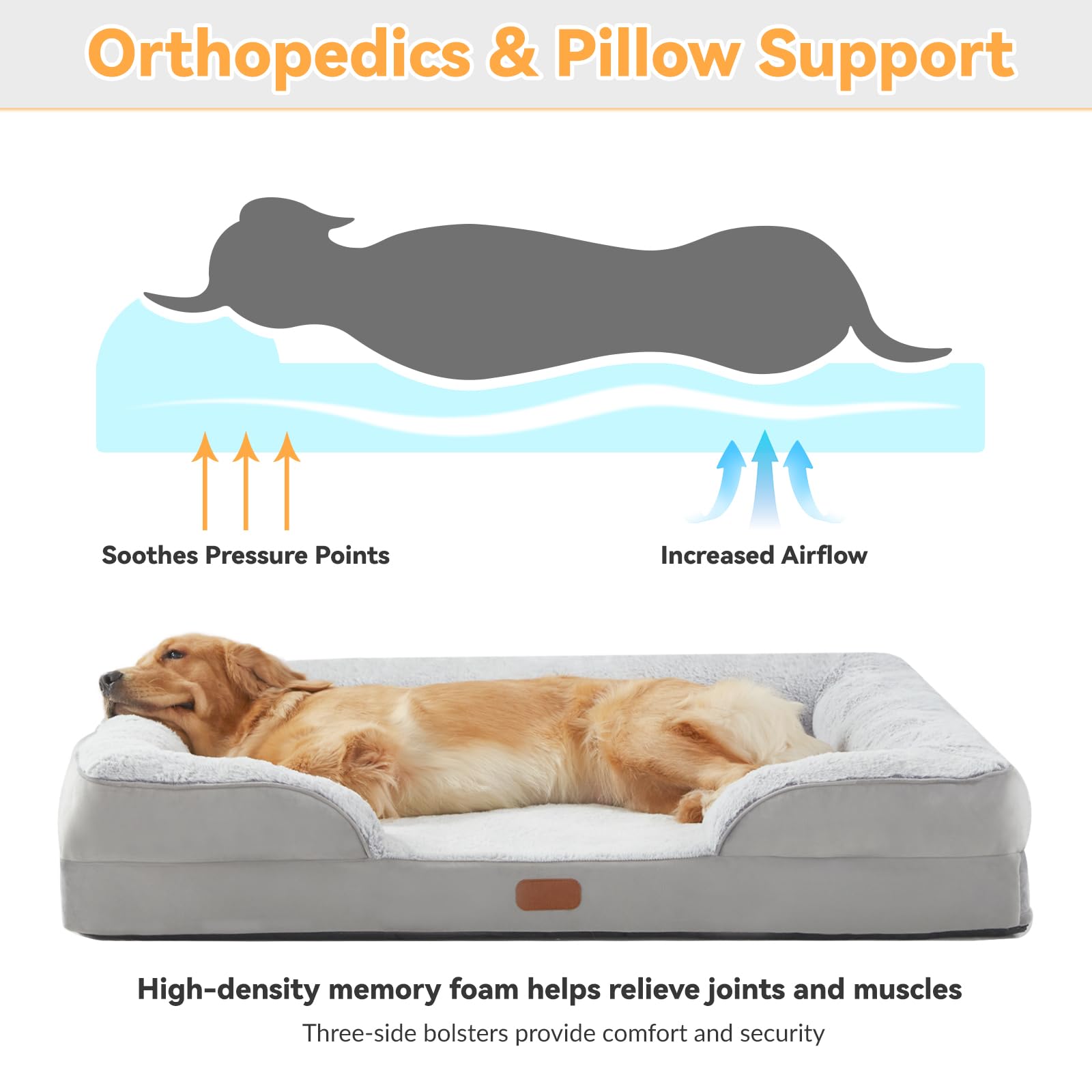 Dokdogs Orthopedic Dog Bed For Extra Large Dogs Waterproof Memory Foam Pet Beds With Nonskid Bottom Washable Xl Dog Couch Bed Wi