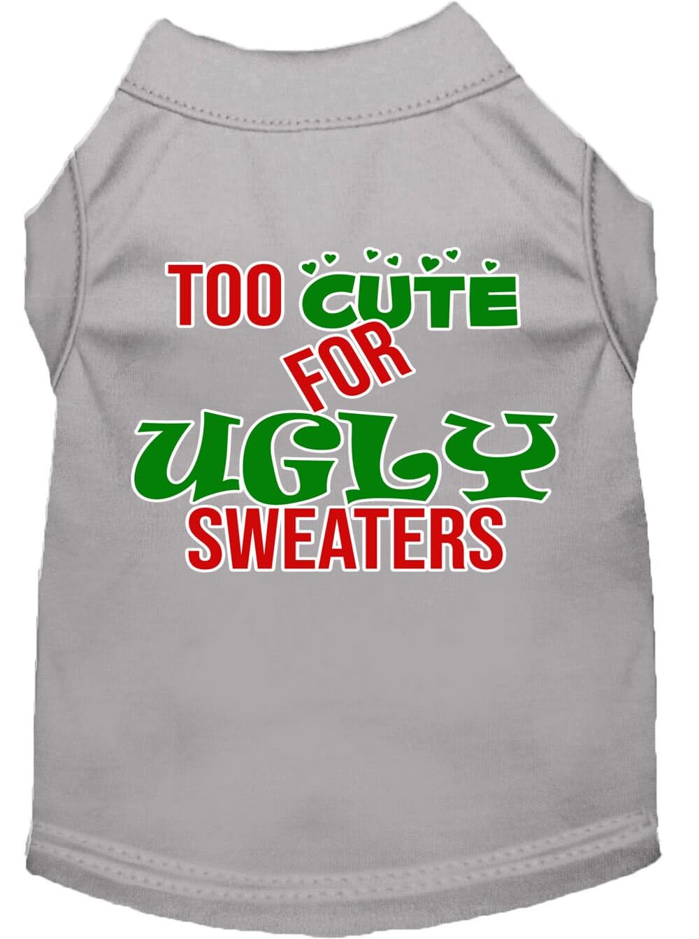 Christmas Pet Dog & Cat Shirt Screen Printed, Too Cute for Ugly Sweaters Light Pink SM (3-6 lbs.)