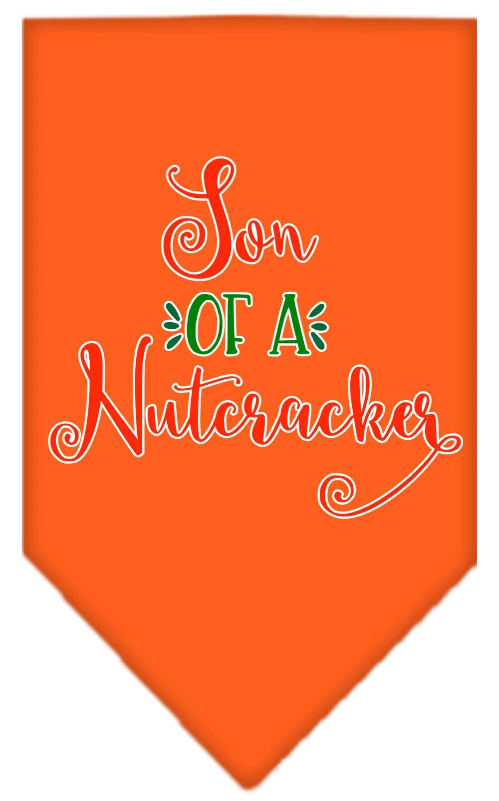 Christmas Pet and Dog Bandana Screen Printed, "Son Of A Nutcracker" Orange Small