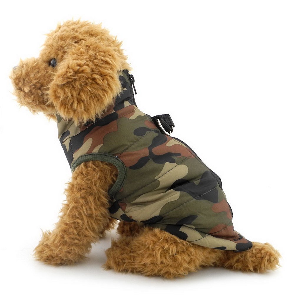 Smalllee_Lucky_Store New Various Pet Cat Dog Soft Padded Vest Harness Small Dog Clothes Green Camouflage M, Model:Bfl049-Green-M
