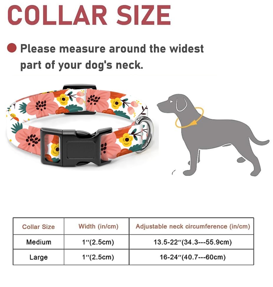 Sxboxing Dog Collar, Cute Dog Collar For Small Medium Large Dogs, Personalized Adjustable Soft Pet Collars With Quick Release Bu