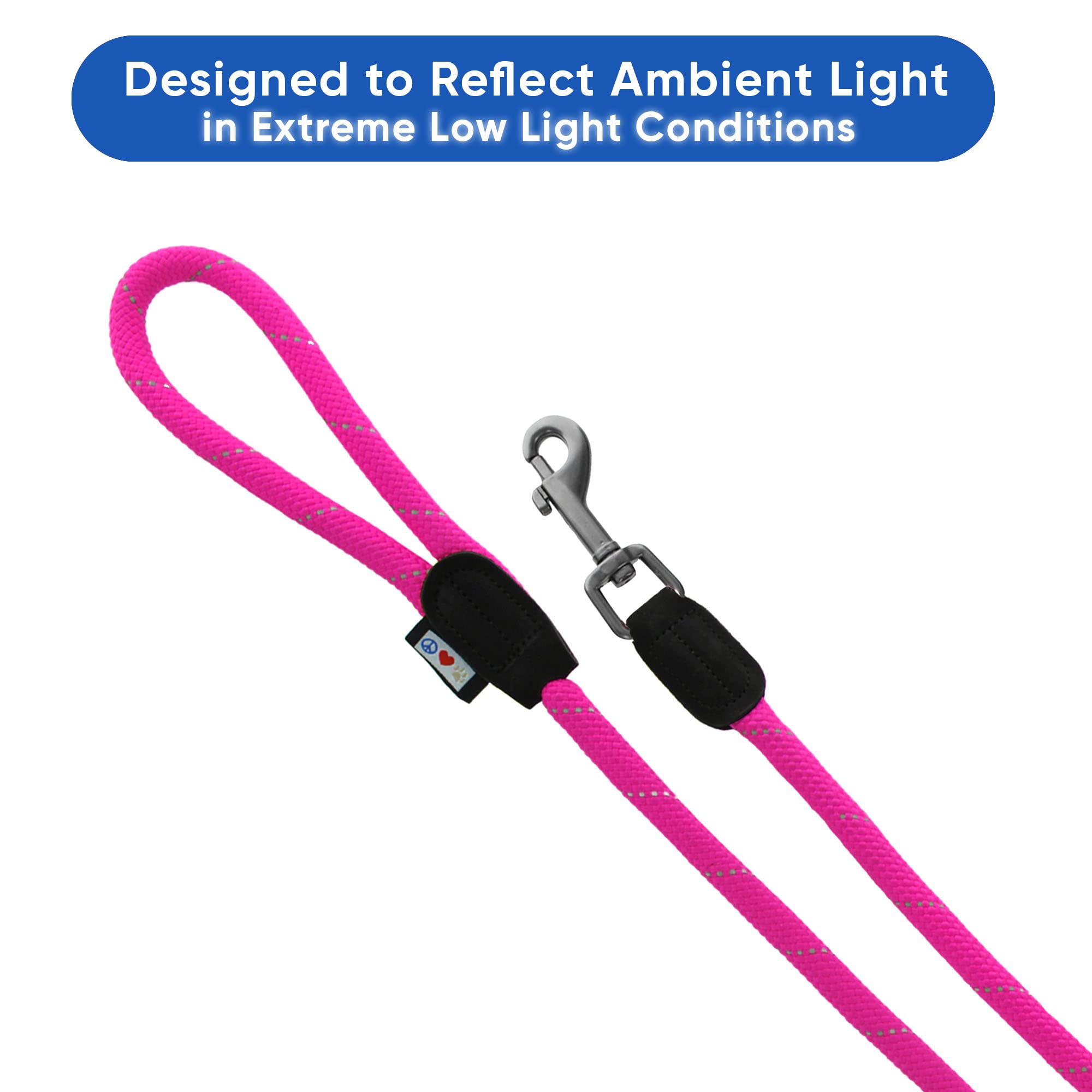 Pawtitas Double Leash for 2 Dogs - 6ft, Medium/Large, Pink, Shock Absorbing, Reflective, Comfortable Walking & Training Rope