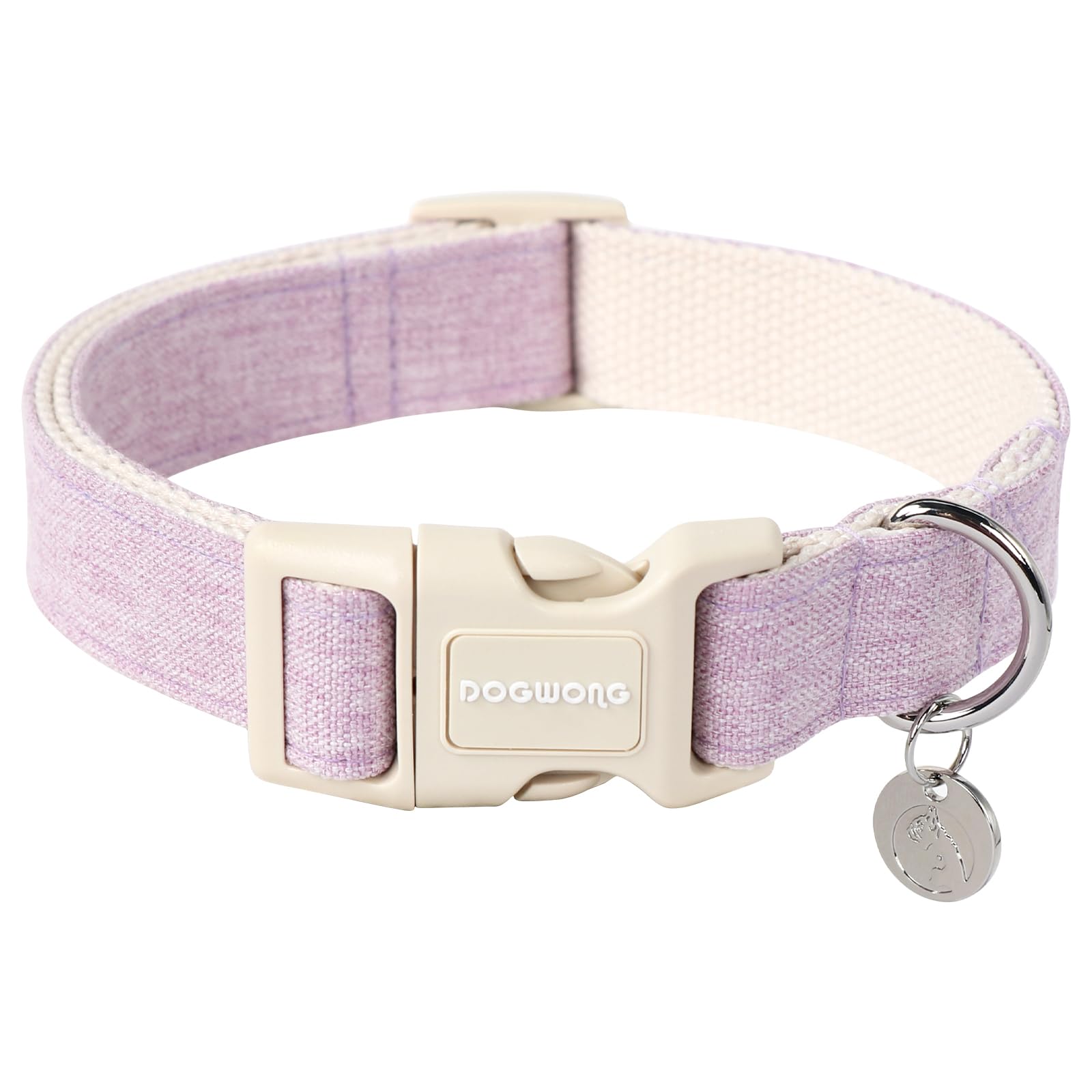 Dogwong Cotton Hemp Dog Collar - Heavy-Duty Adjustable Soft Natural Fabric Pet Collar, Cute Wedding Puppy Necklace For Small Med