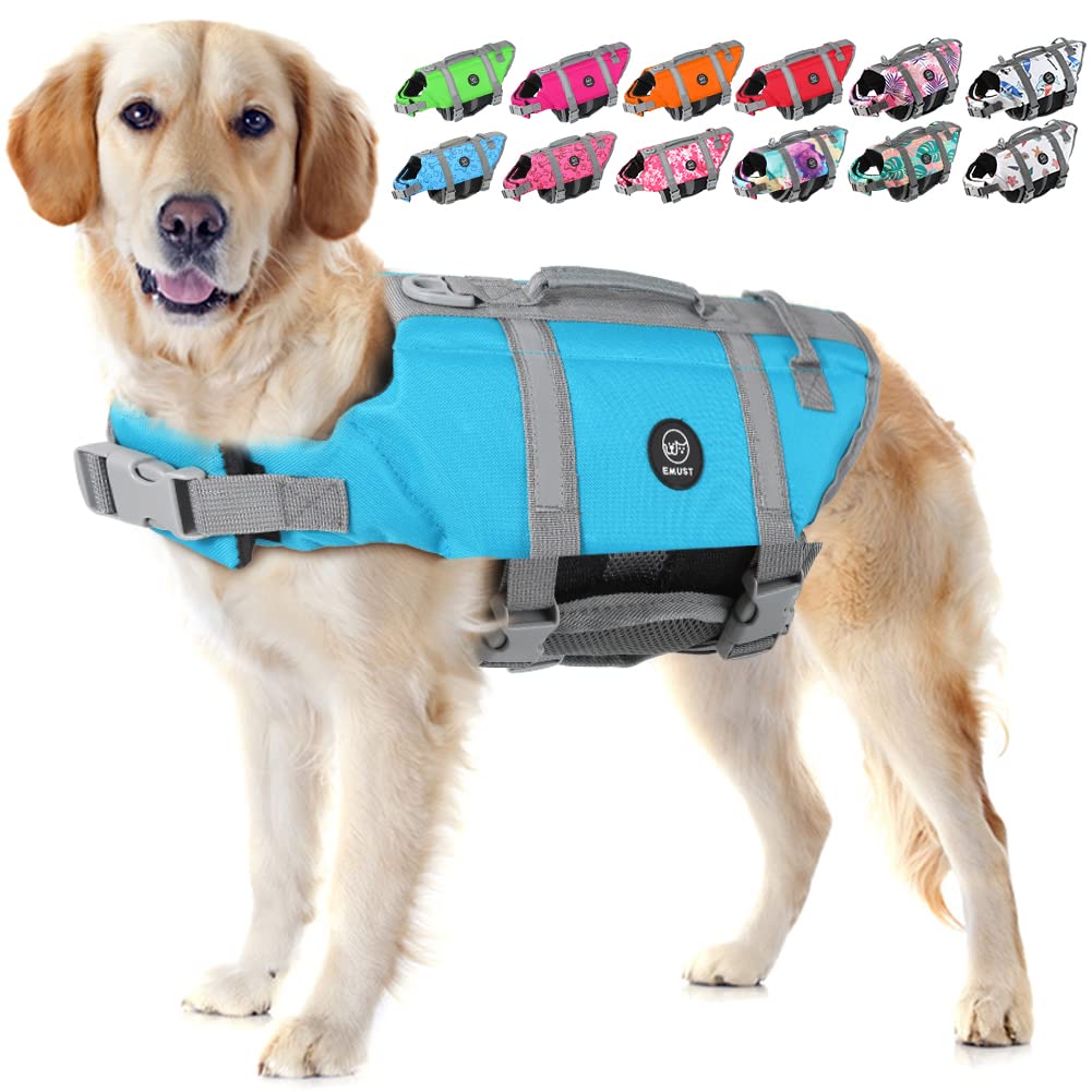Emust Dog Life Vests, Adjustable Pet Life Jacket With Rescue Handle, Dog Flotation Vest For Small/Medium/Large Dogs, Xs, Newsoli