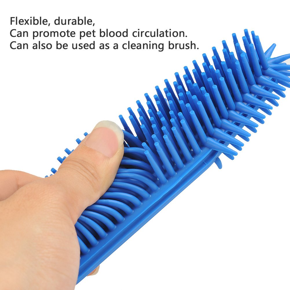 BUYGOO Pet Hair Removal Brush - 2 Count Rubber Massage Brush for Dogs & Cats, Blue and Green, Ideal for Furniture and Car Interiors