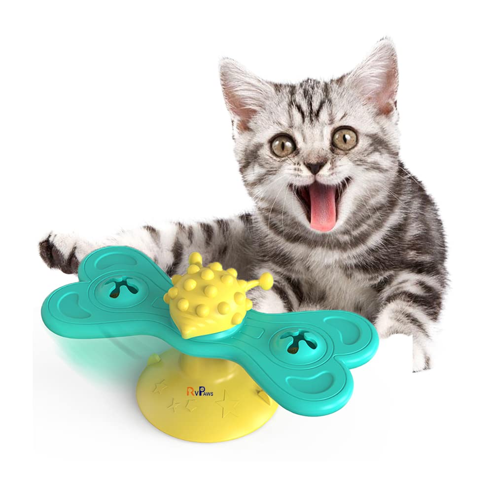 Rvpaws Spinning Butterfly Cat Teaser Toy With 2 Catnip Balls Set Cat Turntable Toy