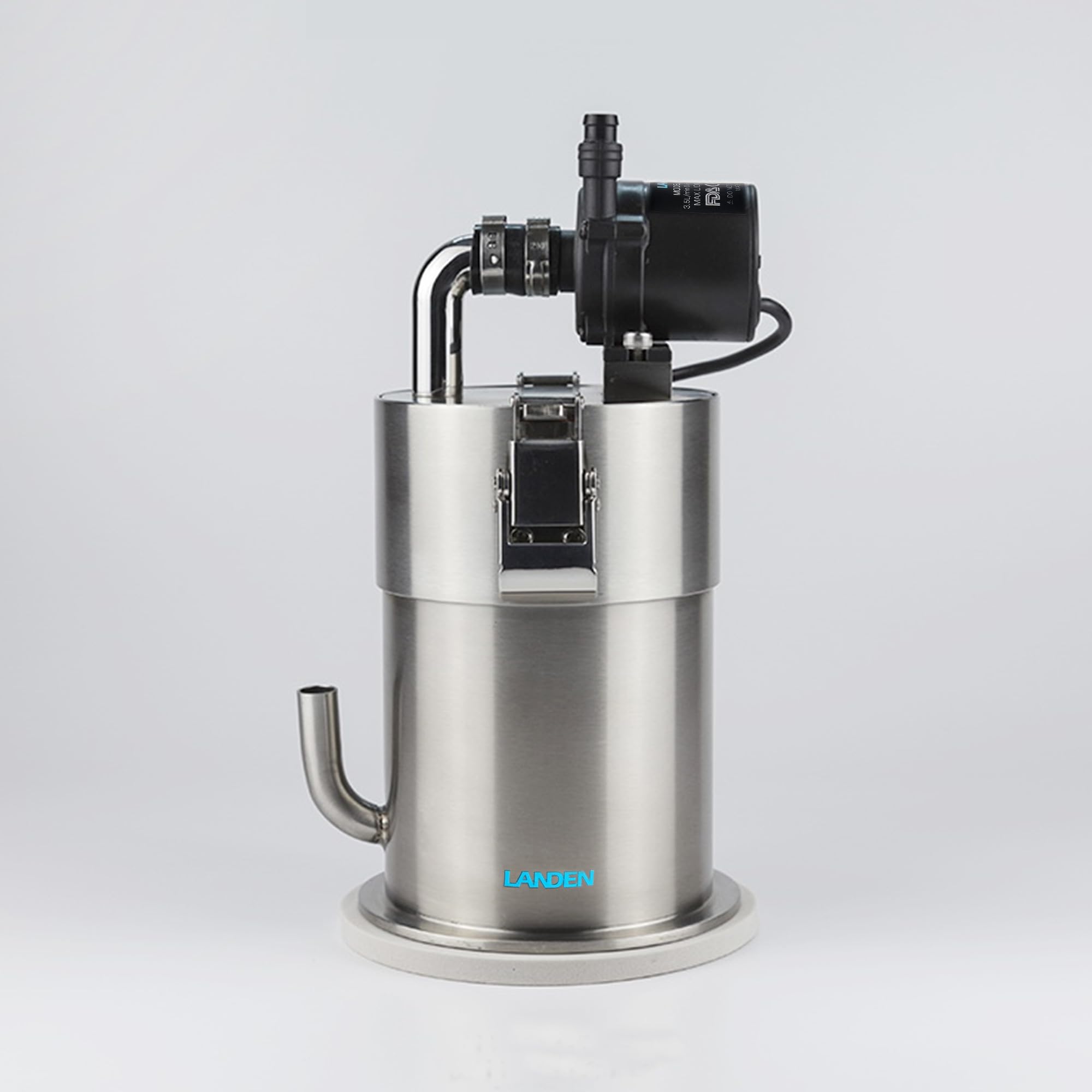 LANDEN PURA 100 Compact External Canister Filter for Aquarium System, Suitable for 10-28 Gallon Tanks, Stainless Steel Tank Cani