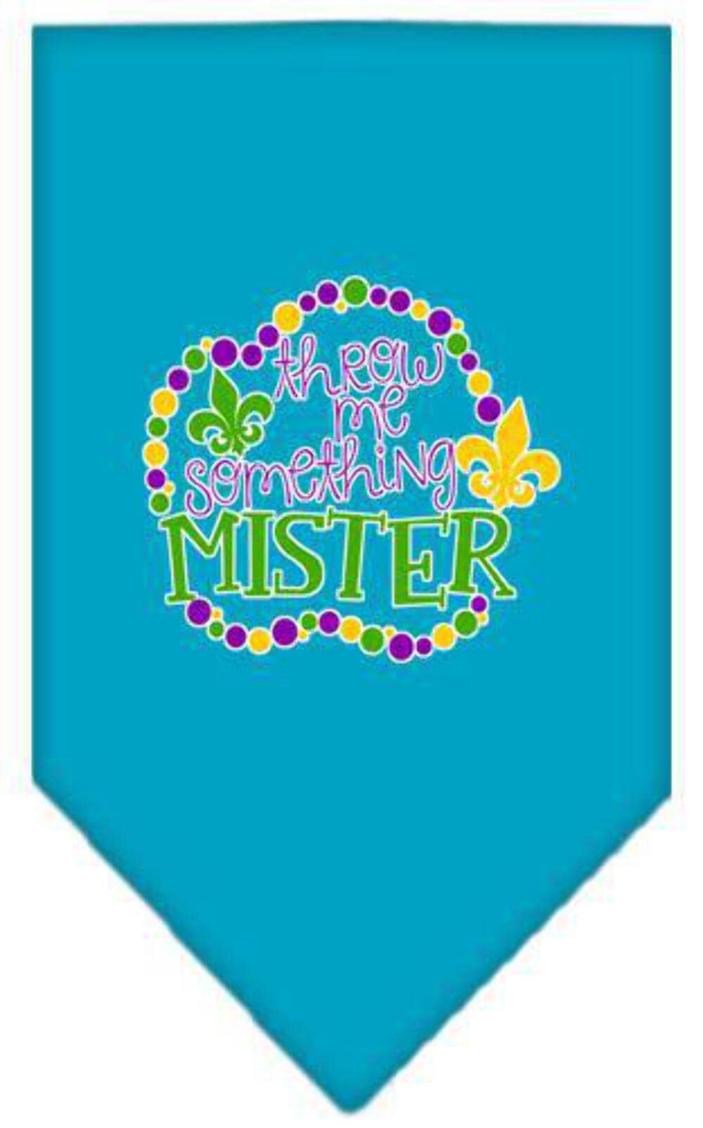 Mirage Pet Product Throw me Something Screen Print Mardi Gras Bandana Lime Green Small
