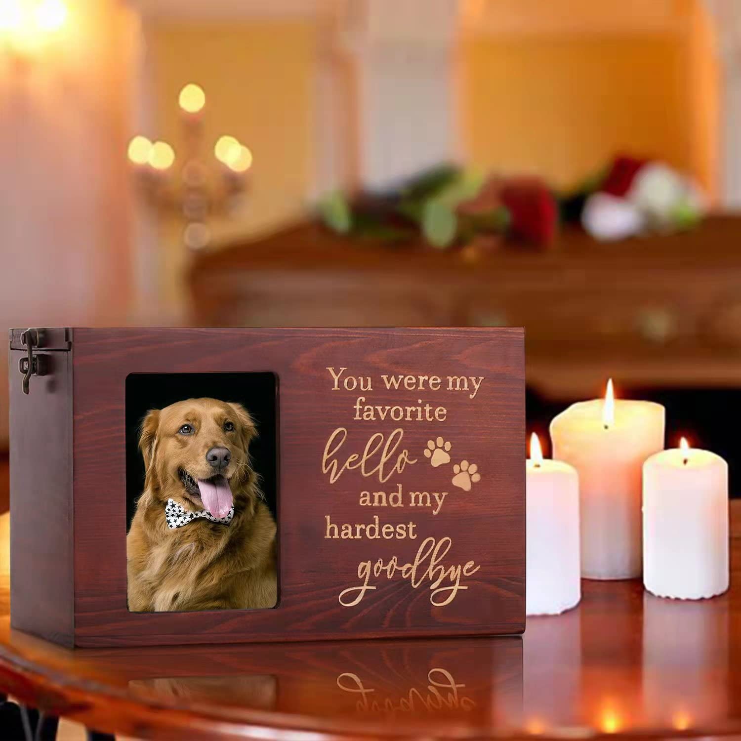 DGDCDV Pet Memorial Urns for Dog/Cat Ashes, Large Wooden Keepsake Box, XLarge, Nature Color, Model DGDCDV011
