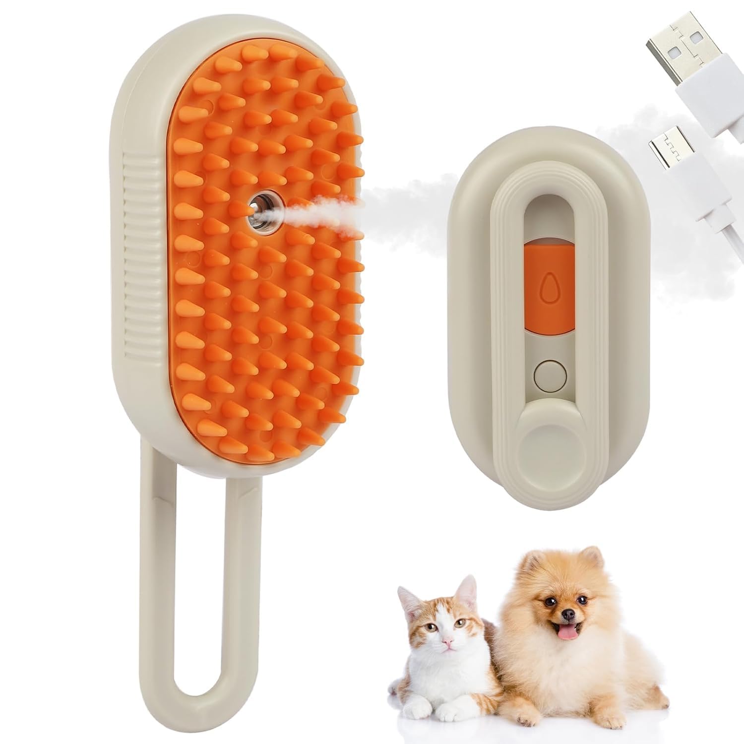 Pranij 4In1 Cat & Dog Grooming Mist Steam Brush  Electric Pet Shedding Comb With Spray, Massage, And Cleaning  AntiHair Los