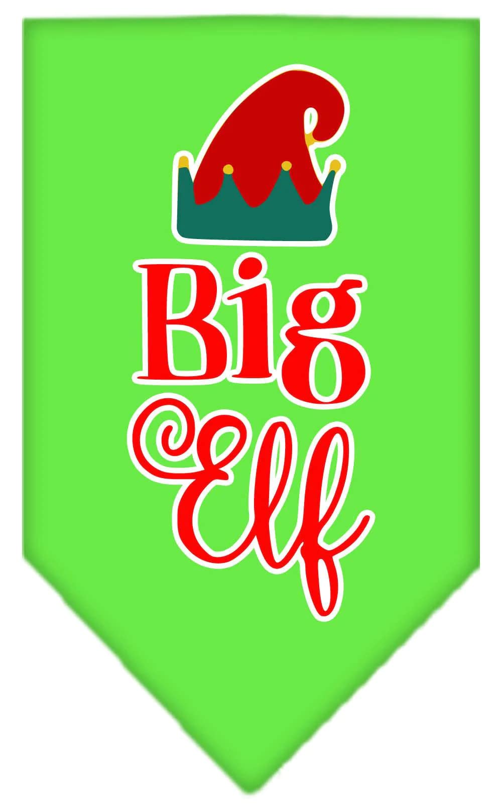Christmas Pet and Dog Bandana Screen Printed, "Big Elf" Navy Blue Large
