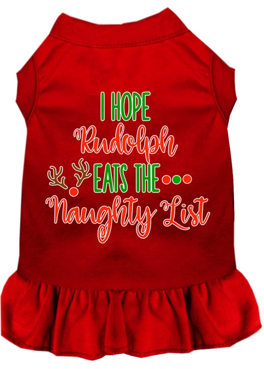Christmas Pet Dog & Cat Dress Screen Printed, "I Hope Rudolph Eats The Naughty List" Red 3XL (25-35 lbs.)