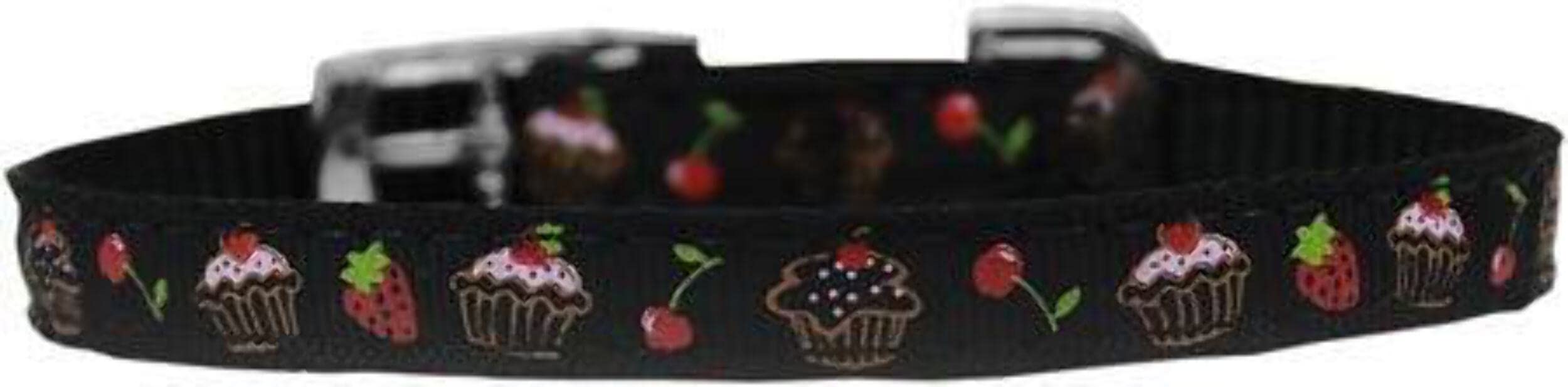 Mirage Pet Products Cupcakes Nylon Dog Collar with Classic Buckle, Size 10, White
