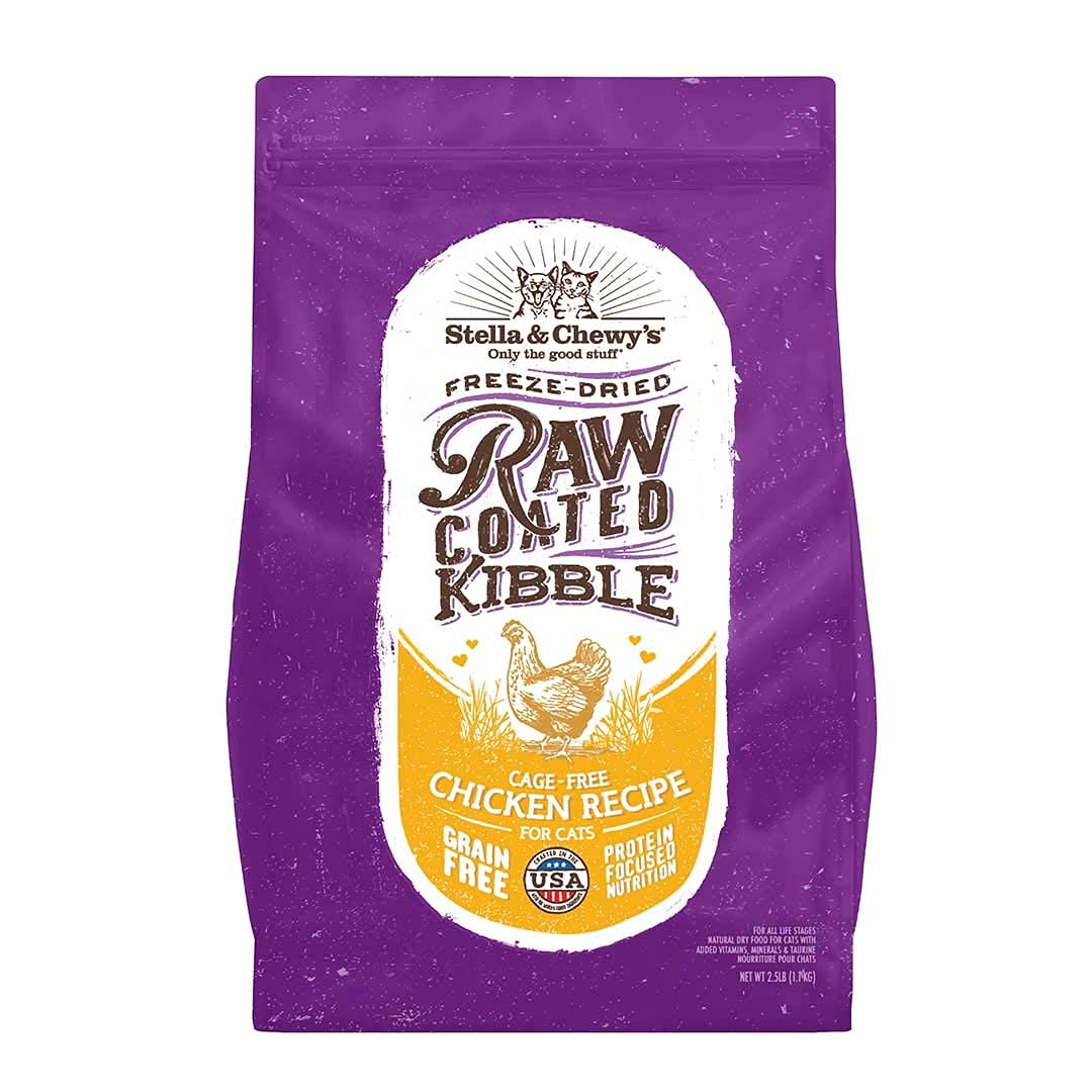 Stella & Chewys Raw Coated Cat Food - High Protein, Grain-Free Kibble with Cage-Free Chicken - Premium Digestive Support with P