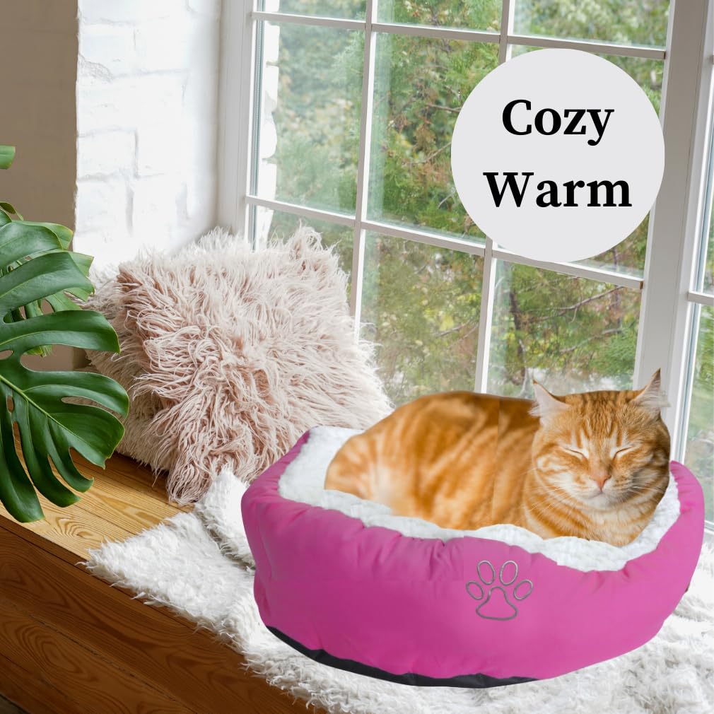 Evelots Cat Bed, Dog Beds For Small Dogs, Round Cat Beds For Indoor Cats, Warm & Cozy Washable, Removable Cushion, Assorted Colo