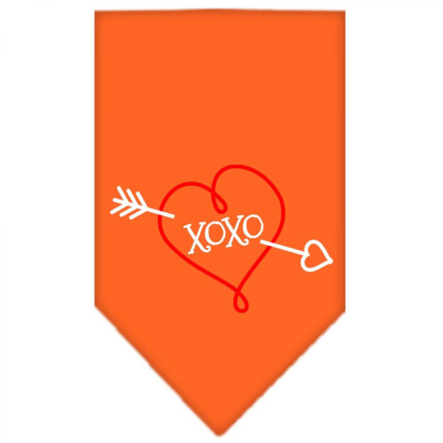 Pet and Dog Bandana Screen Printed, "XOXO" Orange Small