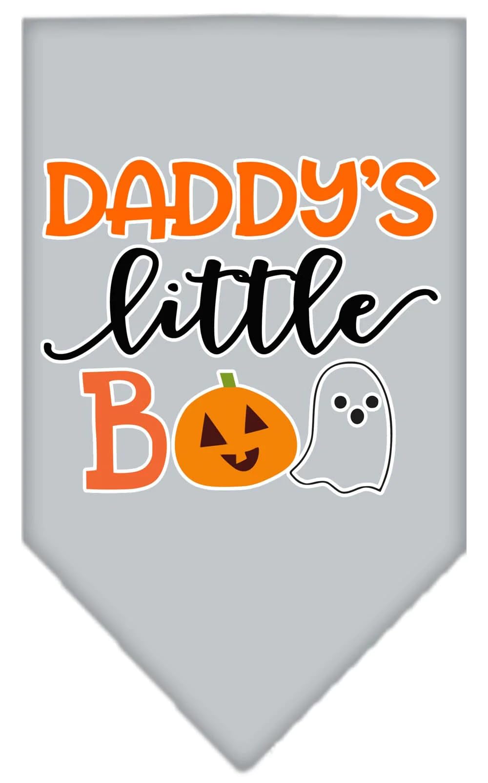 Halloween Pet and Dog Bandana Screen Printed, "Daddy's Little Boo" White Large