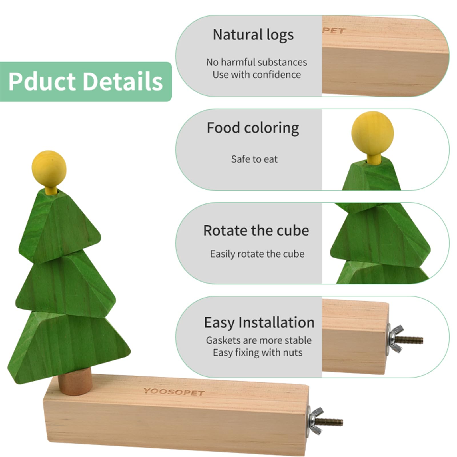 Bird Toys & Bird Perch, Bird Wooden Block Chewing Toy Parrot Foraging & Puzzle Toys Bird Cage Accessories For Conures Parakeets