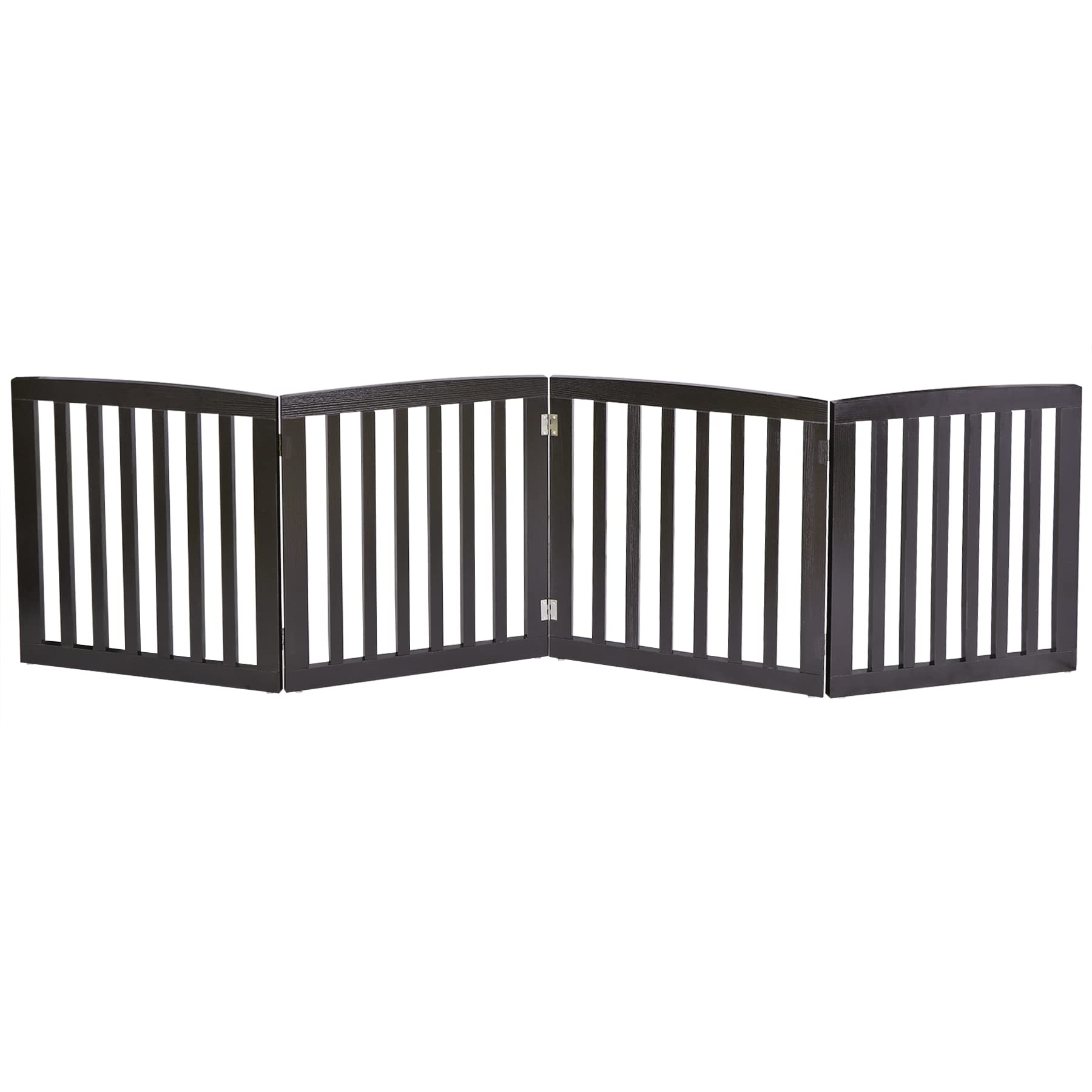 Epetlover Extra Wide Dog Gate 24 Inch High Freestanding Indoor Pet Door For House Doorways Stairs Halls, Foldable Wood Outdoor Safety Fence 4 Panels, Coffee