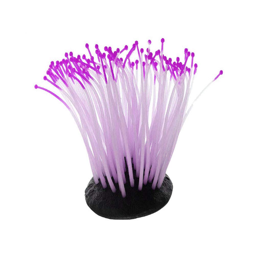 Kathson 2 Pcs Artificial Soft Sea Anemone Coral Plant,Silicone Coral Fish Tank Decorations,Aquarium Ornament,Blue And Purple
