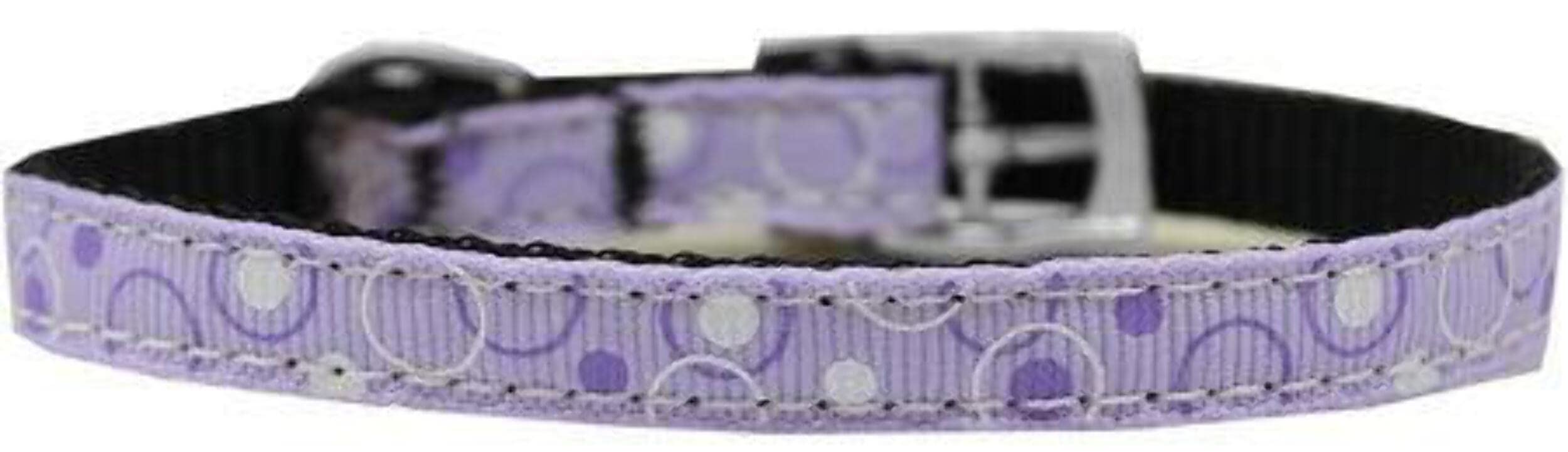 Mirage Pet Products Retro 3/8" Nylon Dog Collar with Classic Buckle, Size 12, Lavender
