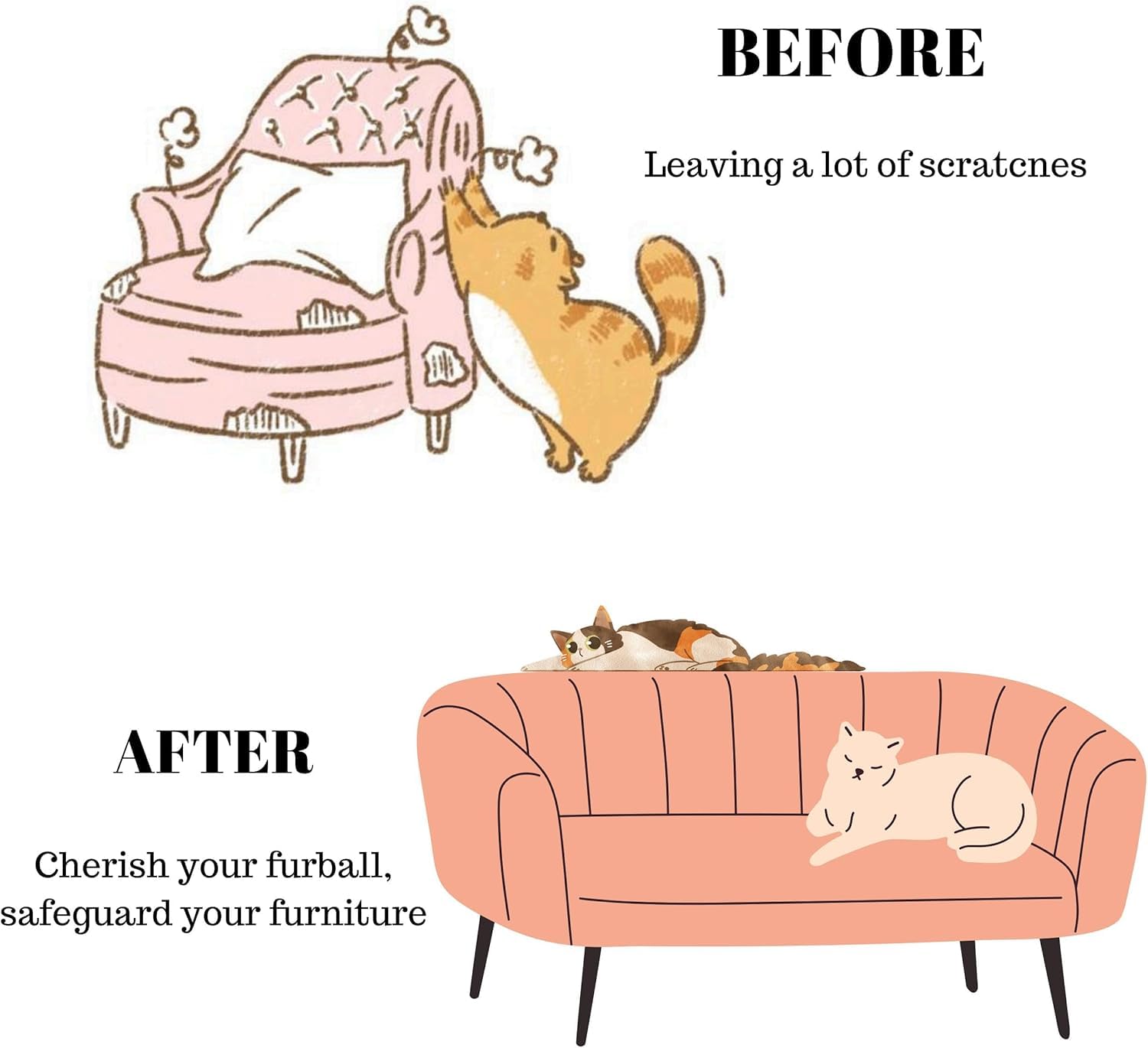 Anti Cat Scratch Furniture Protector, 118'' X 12'', Single Side Couch Furnitureprotector For Cats, 30 Twist Pins +1 Scraper