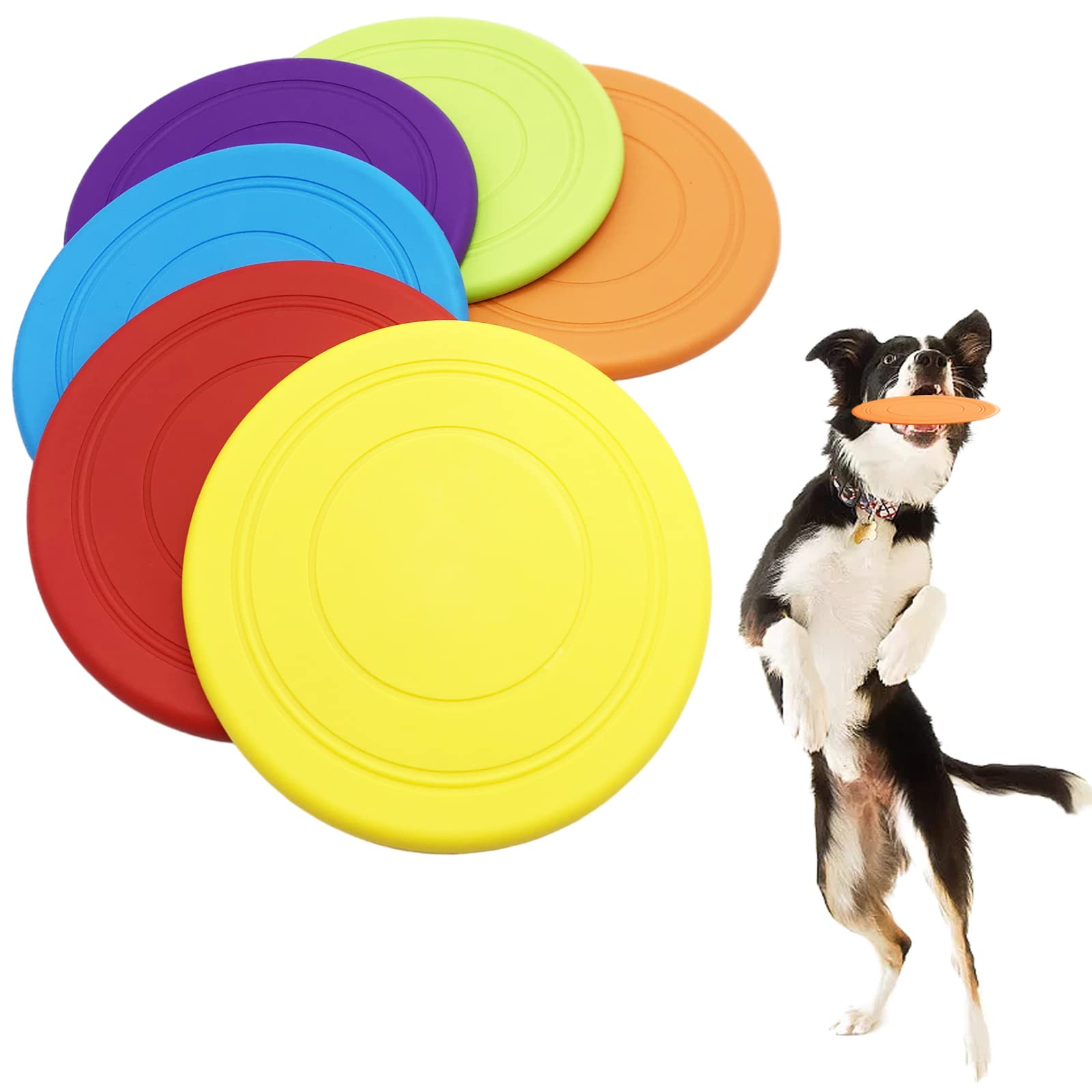 Bvrbaory 6 Pack Dog Flying Discs - Interactive, Soft Floating Saucer For Small, Medium Dogs - Safe On Teeth