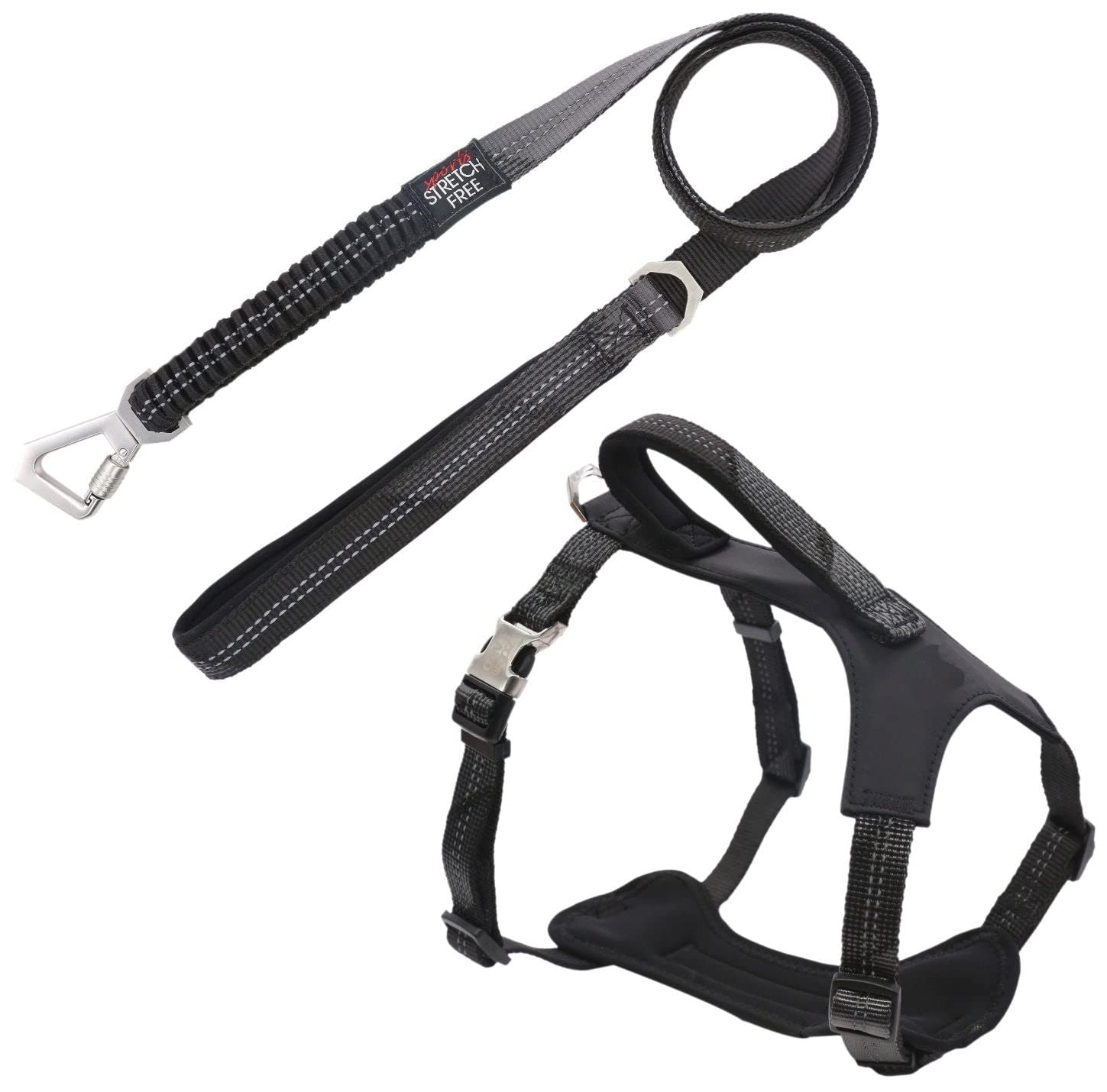 Pet Life  Geo-prene 2-in-1 Shock Absorbing Neoprene Padded Reflective Dog Leash and Harness