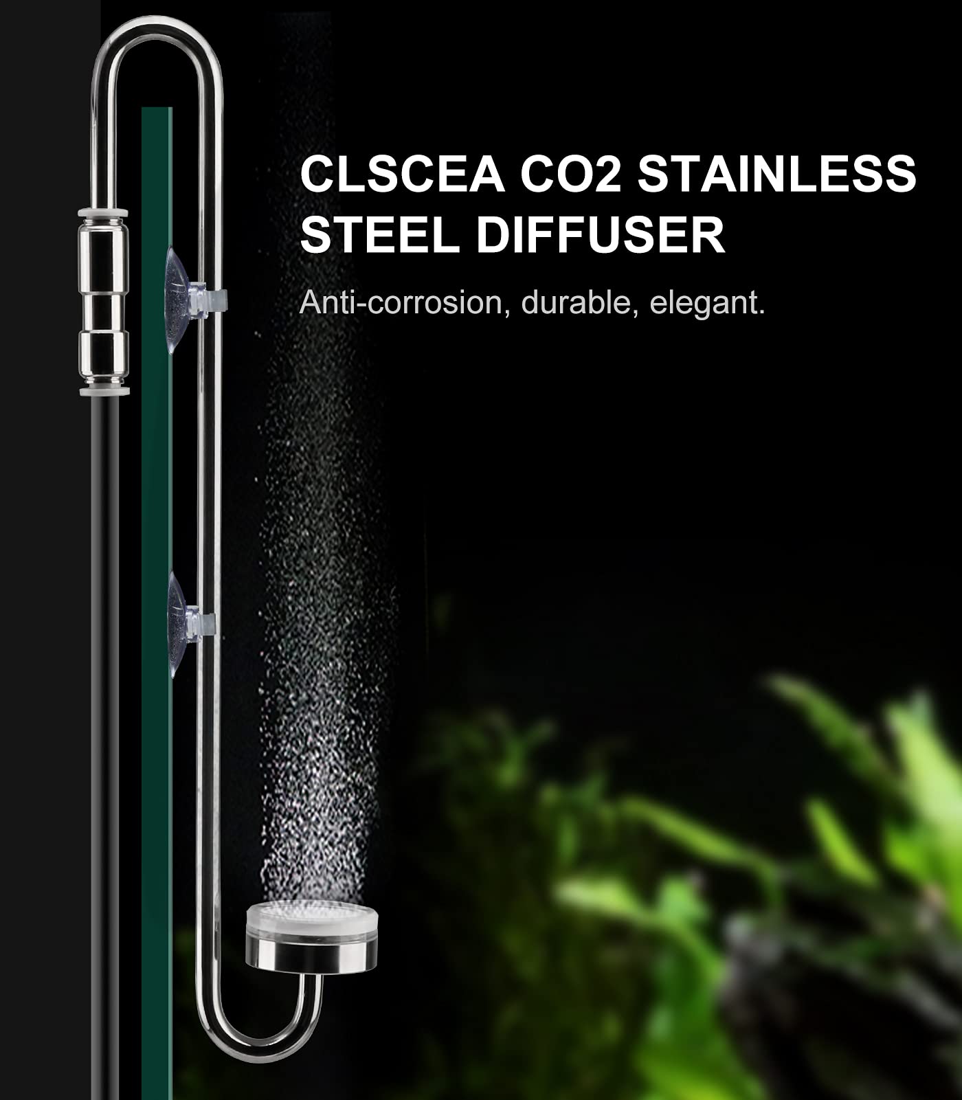 Clscea Aquarium Stainless Steel Co2 Diffuser Atomizer With Integrated Check Valve, Dc300-25