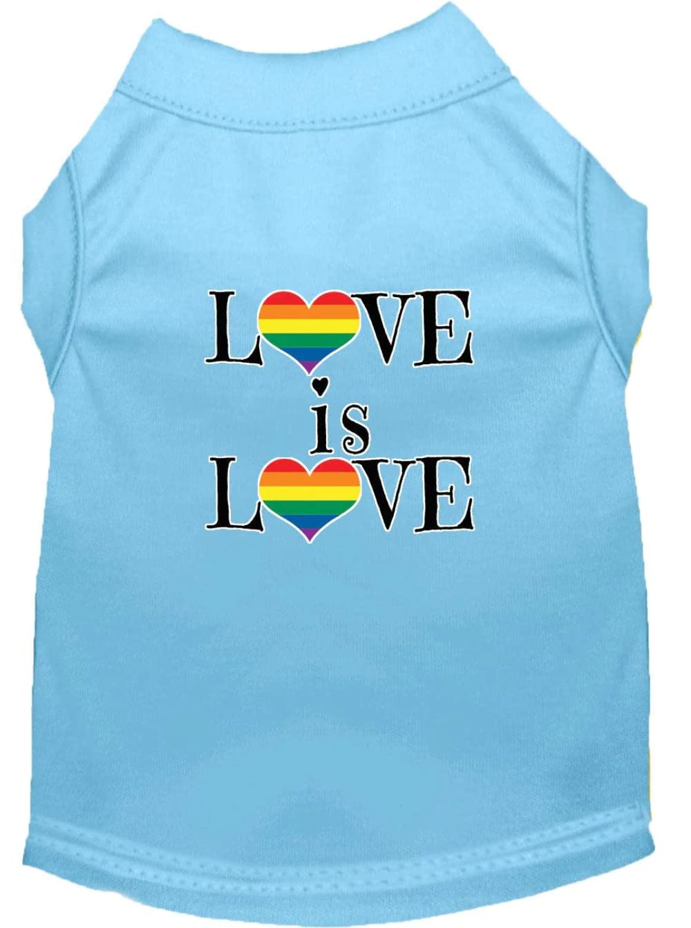 Pet Dog & Cat Shirt Screen Printed, "Love Is Love" Red MD (6-10 lbs.)