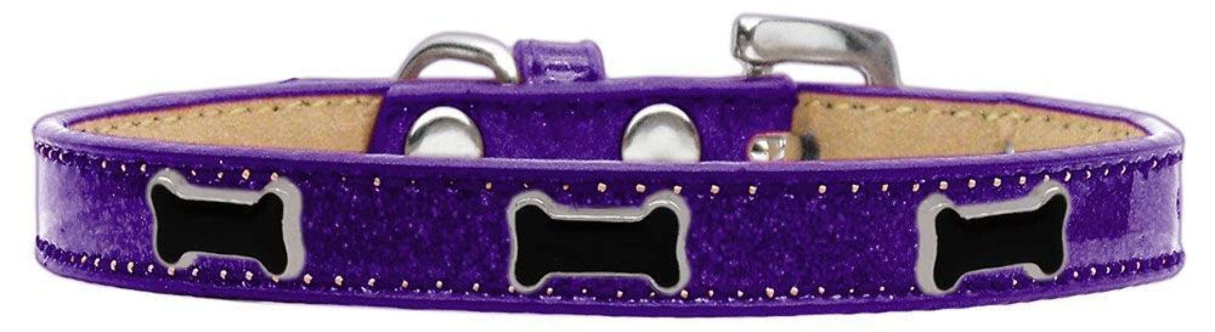 Mirage Pet Products Black Bone Widget Dog Collar Purple Ice Cream, Size 20
