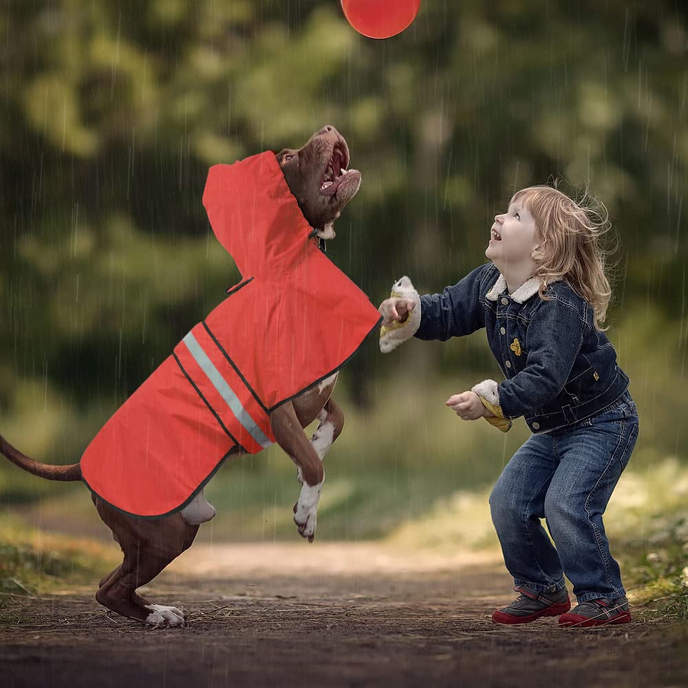 Ezierfy Waterproof Reflective Dog Raincoat - Adjustable Hooded Slicker Poncho Pet Rain Coat, Lightweight Dog Rain Jacket For Sma