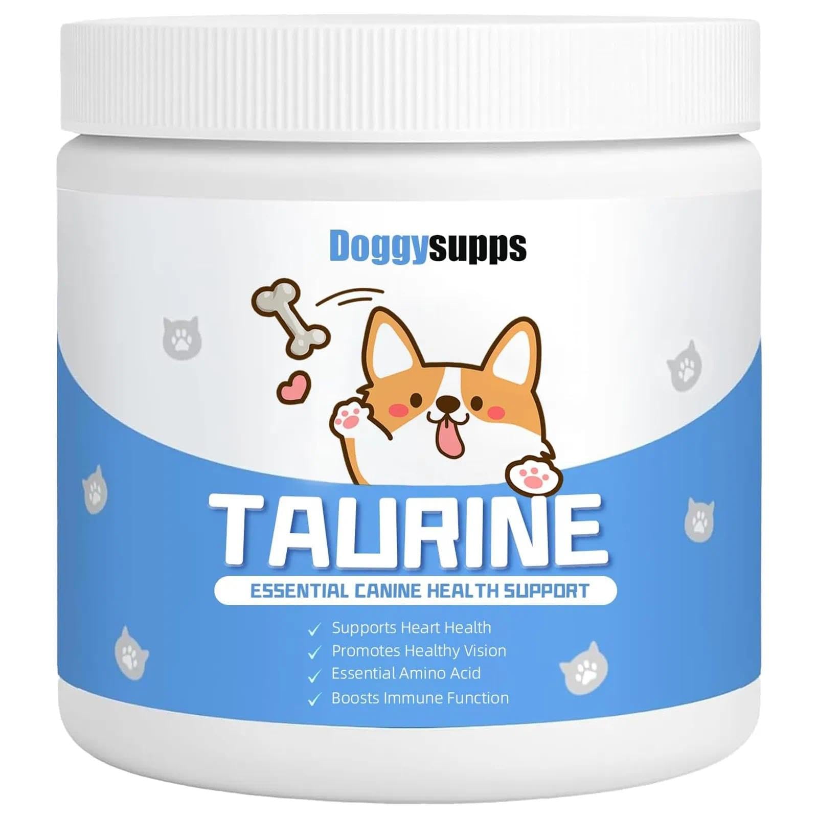 Doggy Supps Taurine - Taurine Supplement for Dogs - Immune Support, Boost Energy & Vitality, Skin & Coat Health for Heart, Visio