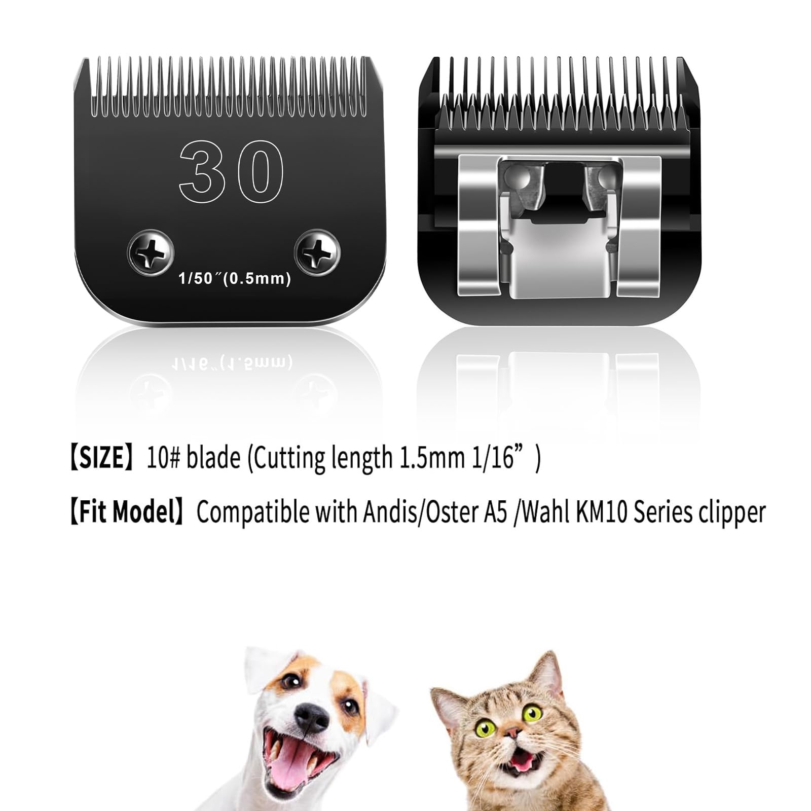 30 Blades Dog Grooming Blades Compatible with Andis/Oster A5/Wahl KM-10 Series Dog Clippers,Detachable Clipper Replacement Blade