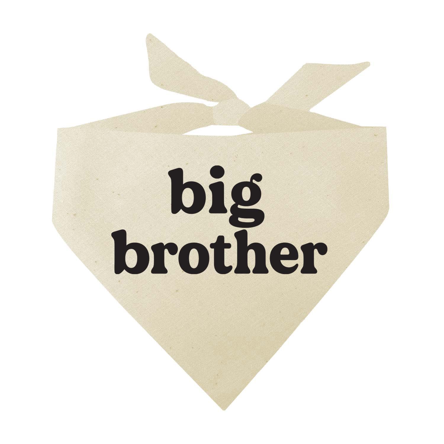 Big Brother Dog Bandana | 100% Unbleached Cotton Adjustable Triangle | Pregnancy Announecment | New Baby Matching Family | Natur