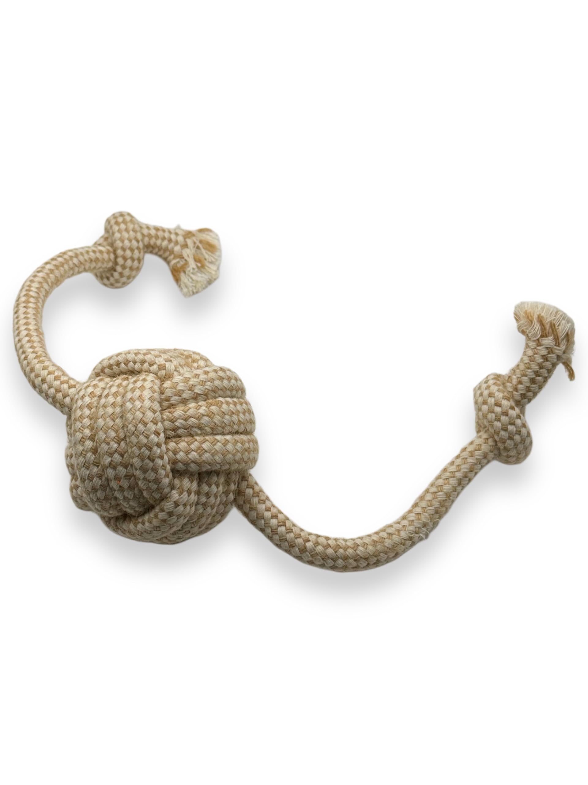 Natural Hemp Dog Rope Toy, Durable Chew and Tug Toy for Medium and Large Dogs, Biodegradable Dental Cleaning Pet Toy (Knots Ball