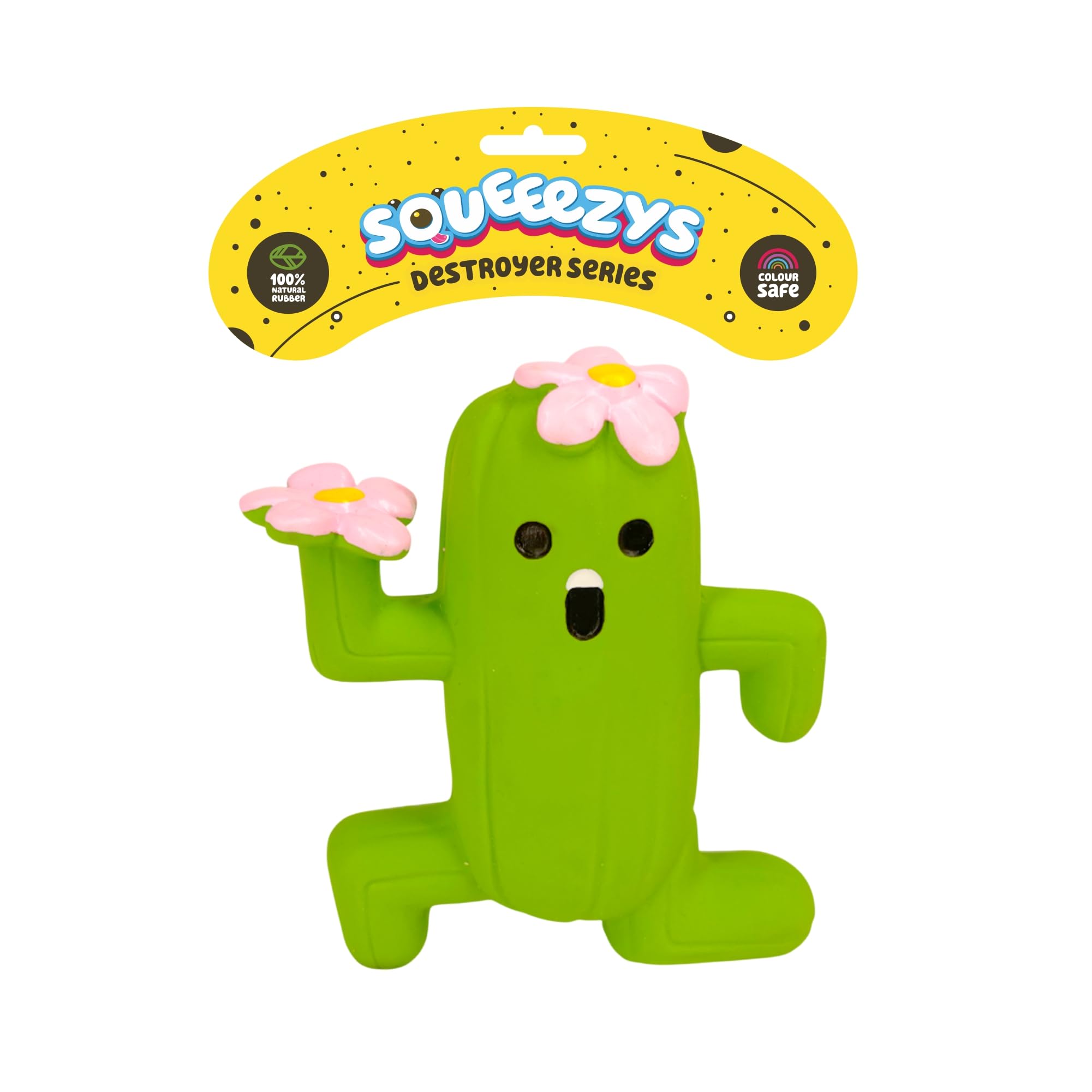 SQUEEEZYS Cactus Man  Squeaky Toys for Dogs, Latex Dog Toys for Medium Dogs (020kgs)  Green