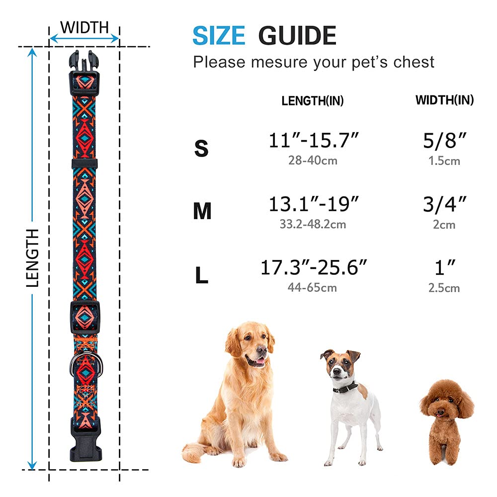Rhea Rose Tribal Dog Collar Aztec Pattern Adjustable Collars Large