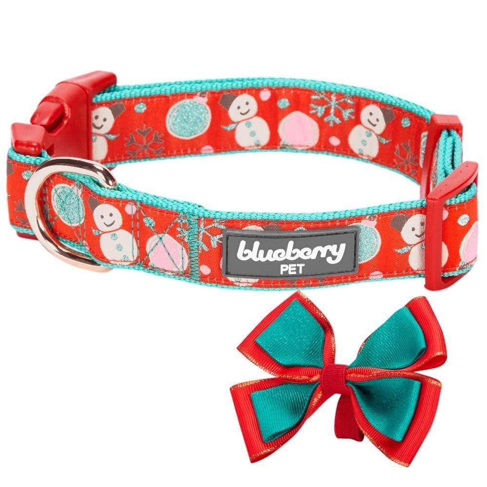 Blueberry Pet Dog Collar - Christmas Collar & Holiday Dog Collars With Bowtie, Medium 14.5-20 - Quick Release Dog Christmas