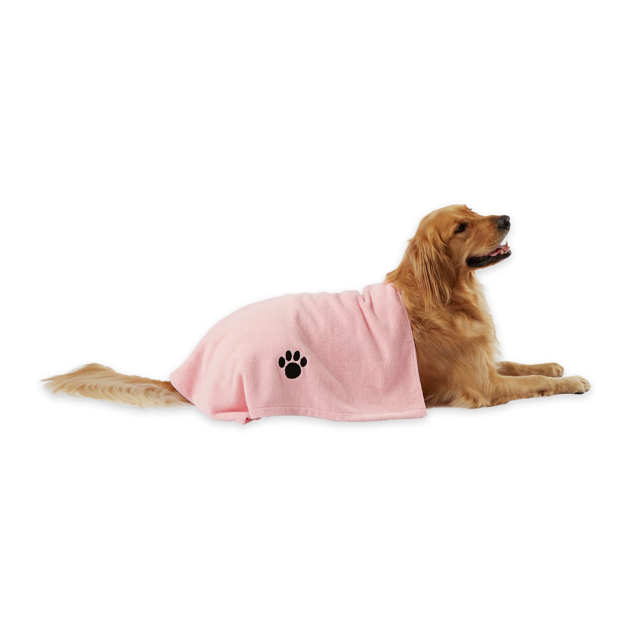 Bone Dry Pet Grooming Microfiber Towel, Embroidered Collection, X-Large,41x23.5, Pink