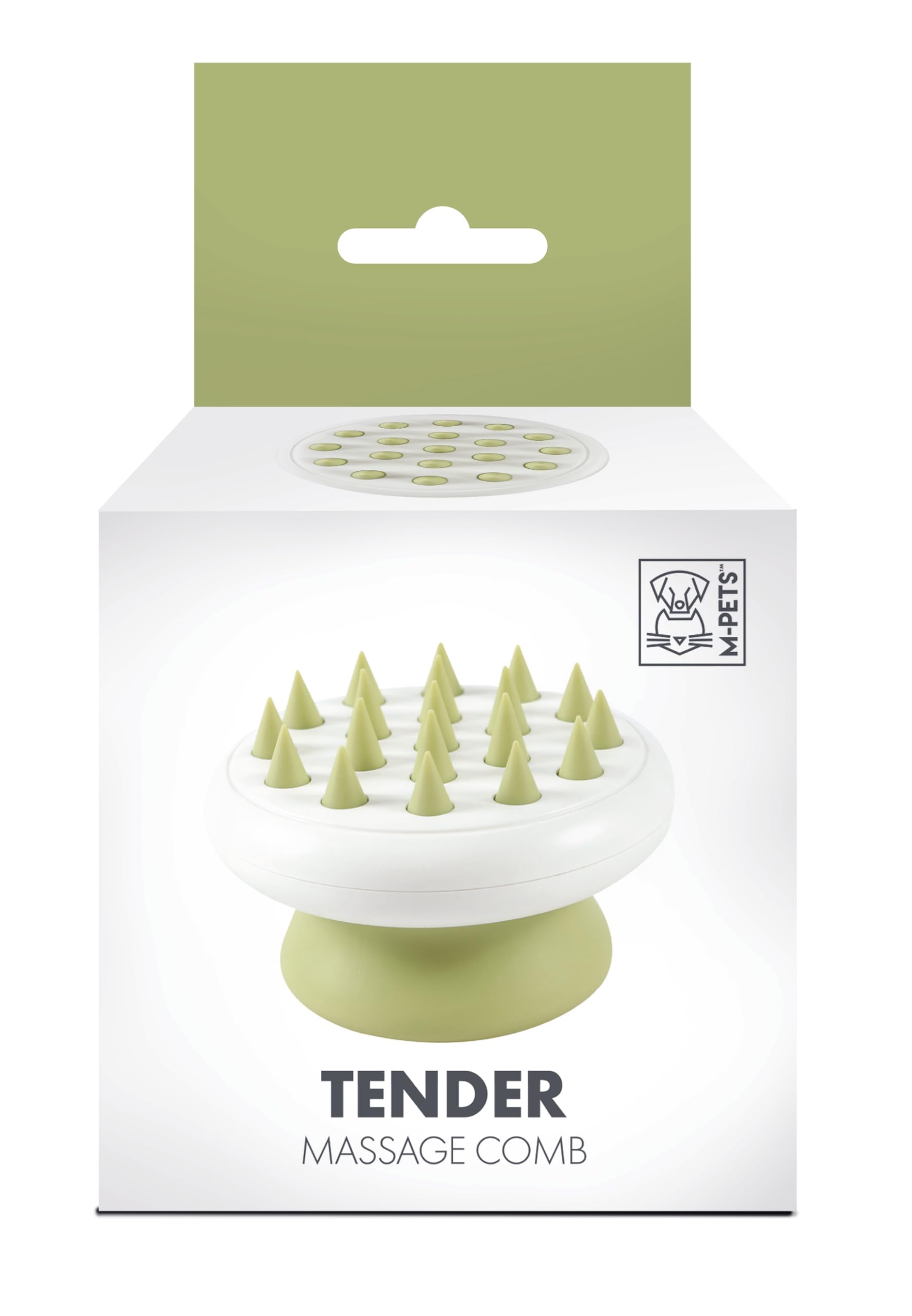 MPets Tender Massage Comb For Dogs & Cats, Stimulates Blood Circulation, Distributes Natural Oils, Grooming Brush For Bath Desh