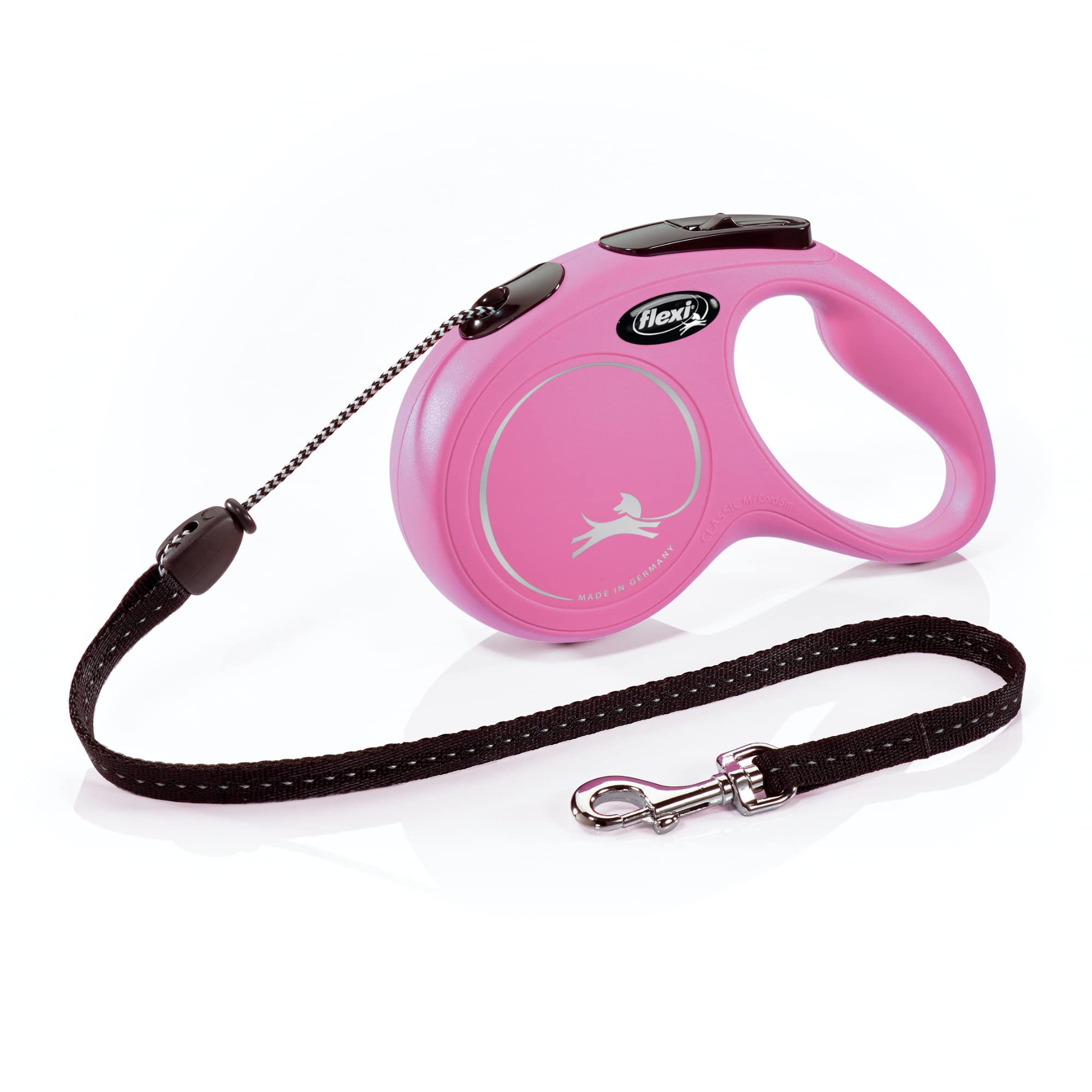Flexi New Classic Retractable Dog Leash (Cord), 16 ft, Medium, Pink