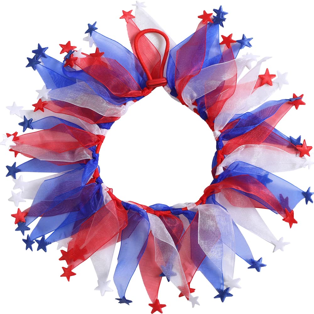 Yanqinqin Independence Day Pet Collar Ornaments Red Blue White Collar Adjustable Holiday Dress For Cat And Dog (B-L(45Cm))