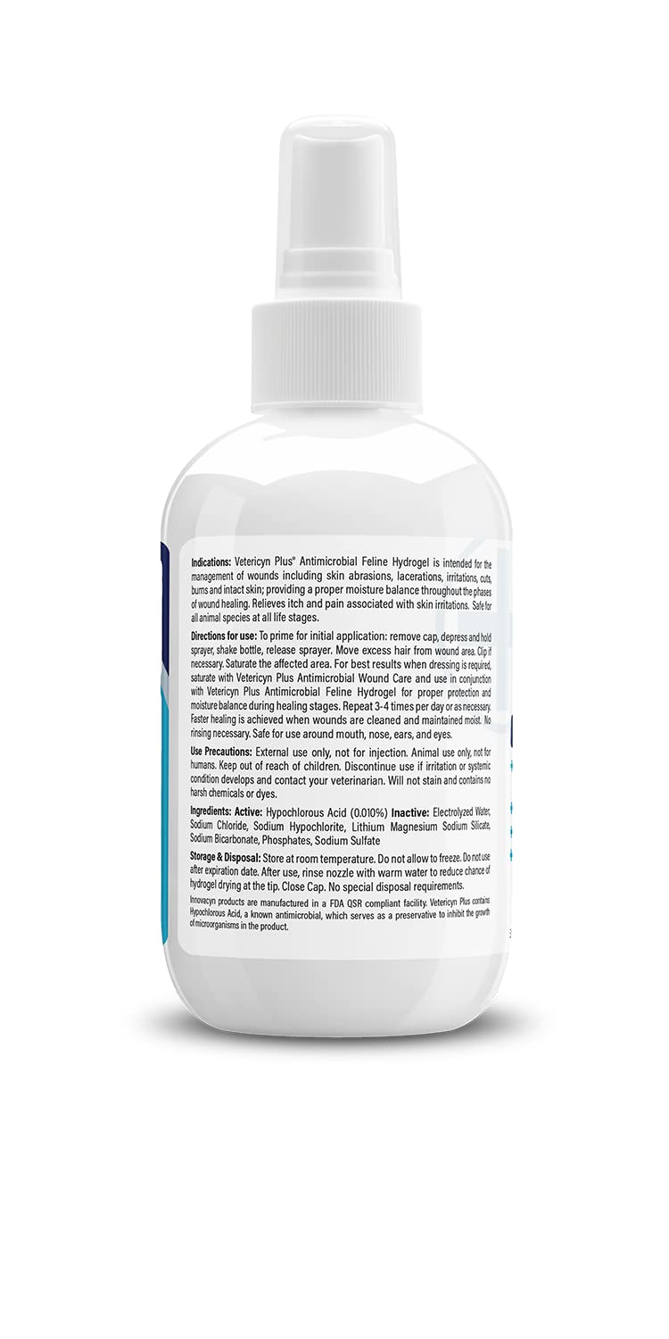 Vetericyn Plus Cat Wound Care Hydrogel Spray | Feline Healing Aid and Wound Protectant, Sprayable Gel to Relieve Cat Itchy Skin.