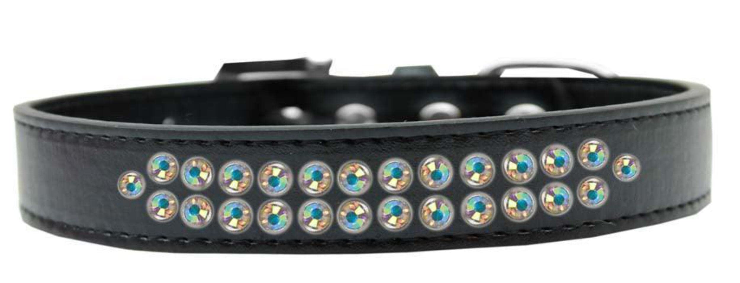 Mirage Pet Products Two Row AB Crystal Lavender Dog Collar, Size 14