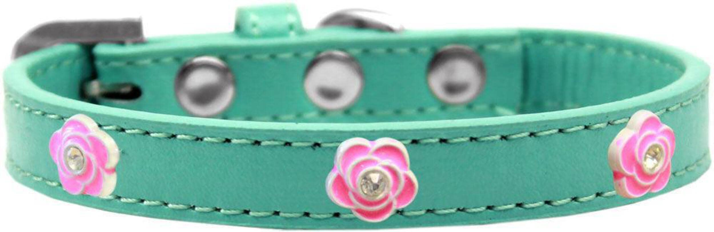 Mirage Pet Products Bright Pink Rose Widget Dog Collar Purple Ice Cream, Size 10