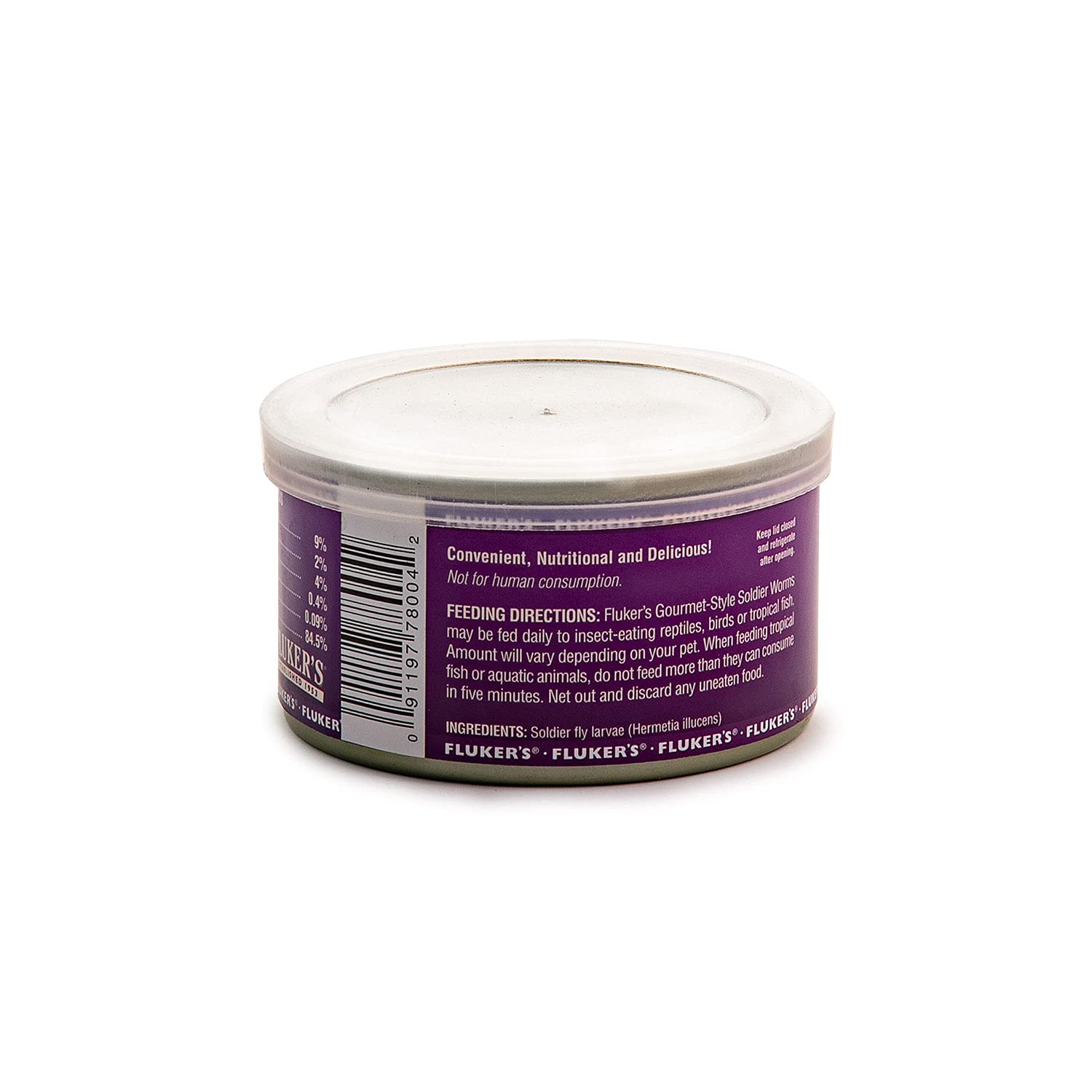 Flukers Gourmet Canned Food for Reptiles, Fish, Birds and Small Animals, Soldier worms, 1.2 oz