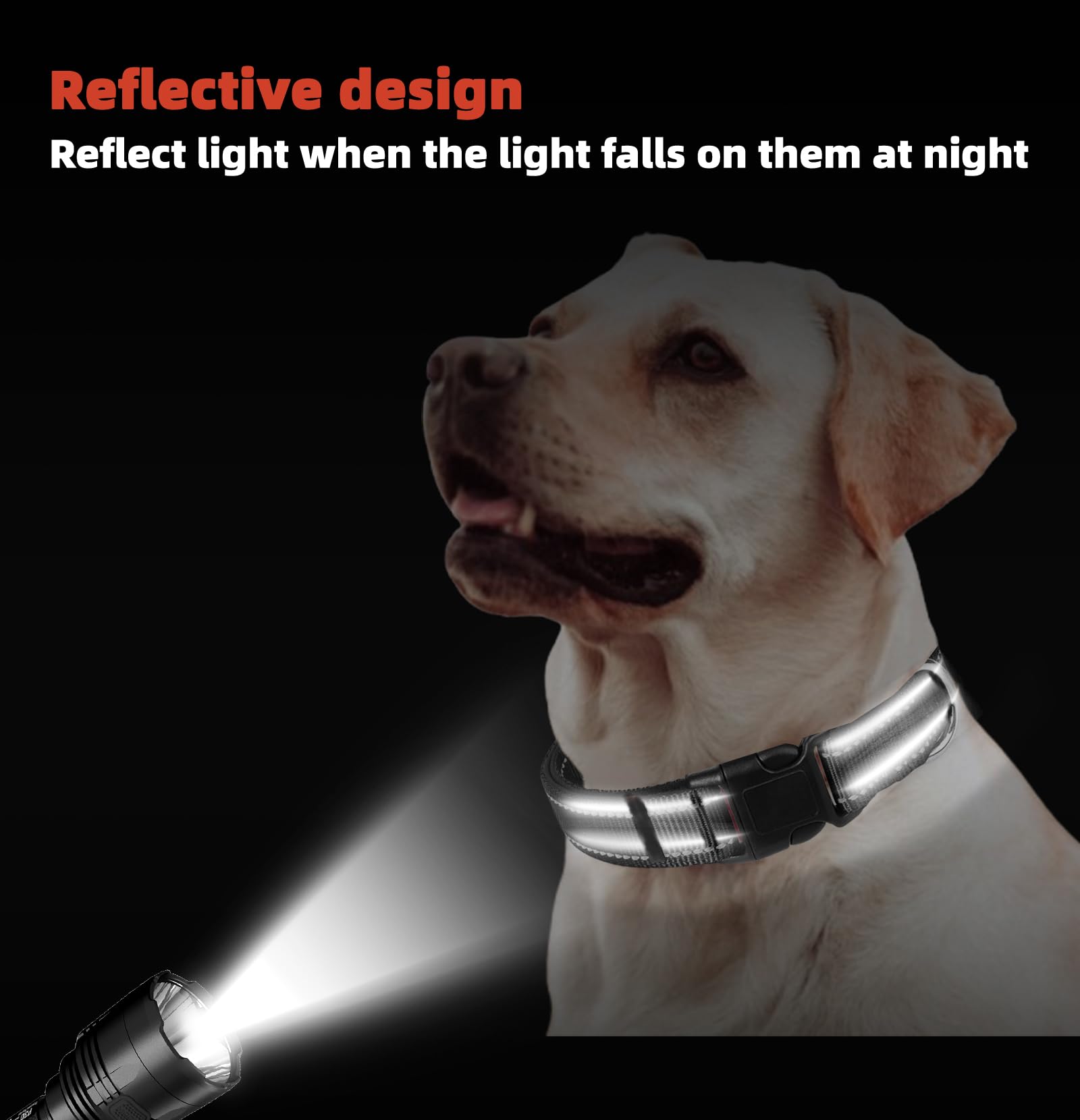 Large Dog Collar, Reflective Pet Collar With Buckle Adjustable Safety Nylon Collars For Small Medium Large Dogs, Black