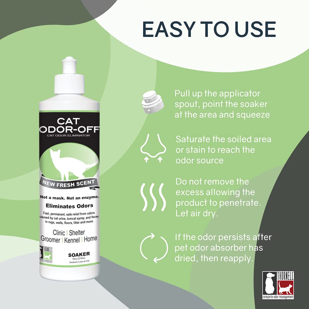 Thornell Cat Odor-Off Fresh Scent Concentrate Pet Smell Odor Eliminator Bundle - Cat Odor Eliminator Concentrate For Pet Urine O