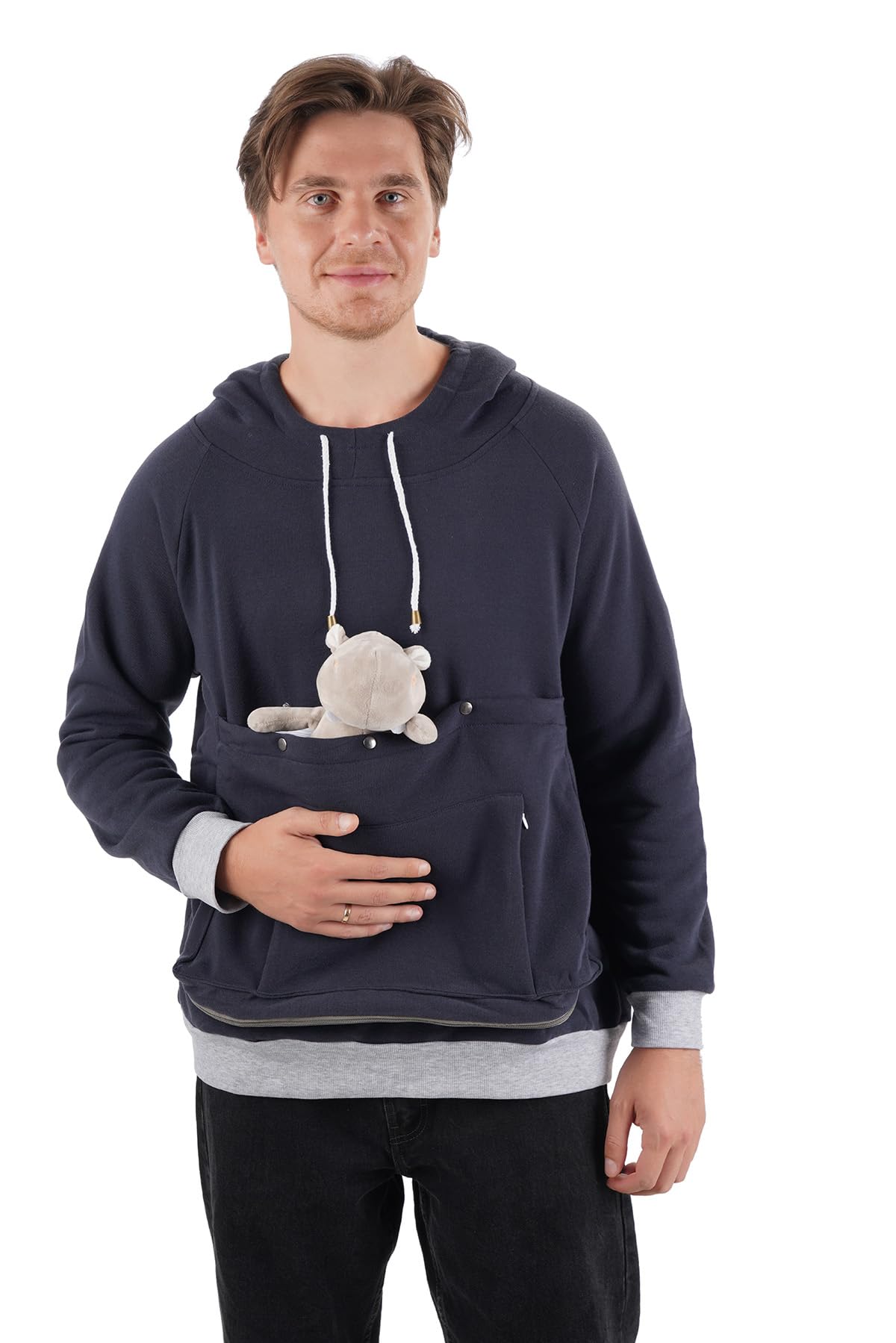 Cat Dog Carrier Hoodie Big Pet Pouch Sweatshirt Puppy Kitten Holder Carrier Pullover Top Kangaroo Unisex Hoodies (Adult, Small, 